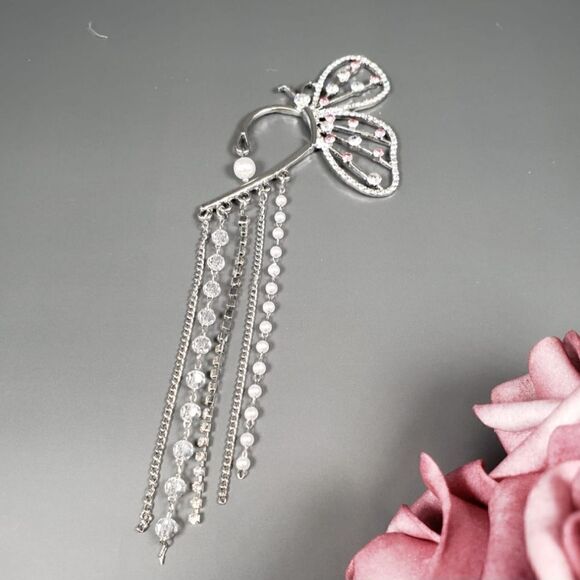 Brand New Rhinestone Butterfly Ear Hook Earring - Picture 2 of 5